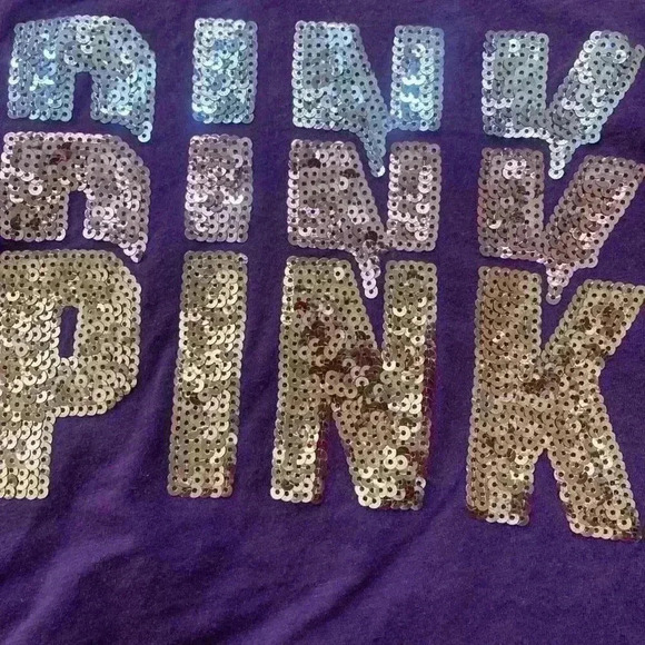 Victoria's Secret Pink Sequin Ombre Logo Spellout Tank Top Burgundy Size XS - Picture 7 of 8